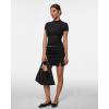 imageINLYRIC Womens Cosnufy Mesh Sheer Short Sleeve Shirts See Through Mock Neck Ruched Summer Going Out Tops Sexy TeesBlack