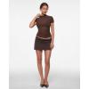 imageINLYRIC Womens Cosnufy Mesh Sheer Short Sleeve Shirts See Through Mock Neck Ruched Summer Going Out Tops Sexy TeesHazelnut