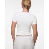 imageINLYRIC Womens Inbarely Ultra Short Sleeve Tops Crew Neck Double Lined Going Out Slim Fit T Shirts Summer Basic TeesSnow Whiteslightly Sheer