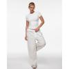 imageINLYRIC Womens Inbarely Ultra Short Sleeve Tops Crew Neck Double Lined Going Out Slim Fit T Shirts Summer Basic TeesSnow Whiteslightly Sheer