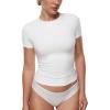 imageINLYRIC Womens Inbarely Ultra Short Sleeve Tops Crew Neck Double Lined Going Out Slim Fit T Shirts Summer Basic TeesSnow Whiteslightly Sheer