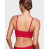 imageINLYRIC Womens Inbarely Outwear Longline Triangle Bralette Plunge Unlined No Underwire Yoga Sports Bra Crop Tank TopLipstick Red