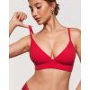 imageINLYRIC Womens Inbarely Outwear Longline Triangle Bralette Plunge Unlined No Underwire Yoga Sports Bra Crop Tank TopLipstick Red