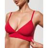 imageINLYRIC Womens Inbarely Outwear Longline Triangle Bralette Plunge Unlined No Underwire Yoga Sports Bra Crop Tank TopLipstick Red
