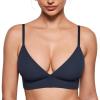 imageINLYRIC Womens Inbarely Outwear Longline Triangle Bralette Plunge Unlined No Underwire Yoga Sports Bra Crop Tank TopDeep Ocean Blue