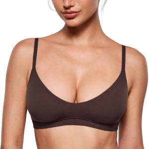 imageINLYRIC Womens Inbarely Soft Scoop Bralettes No Padding Cami Bras Unlined No Underwire Comfort Sleep Bralette PulloverHazelnut