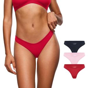 imageINLYRIC Womens Inbarely Soft Thong  No Show Sexy Panties Breathable Vwaisted Ladies Underwear 3 PackChic 07 3pack