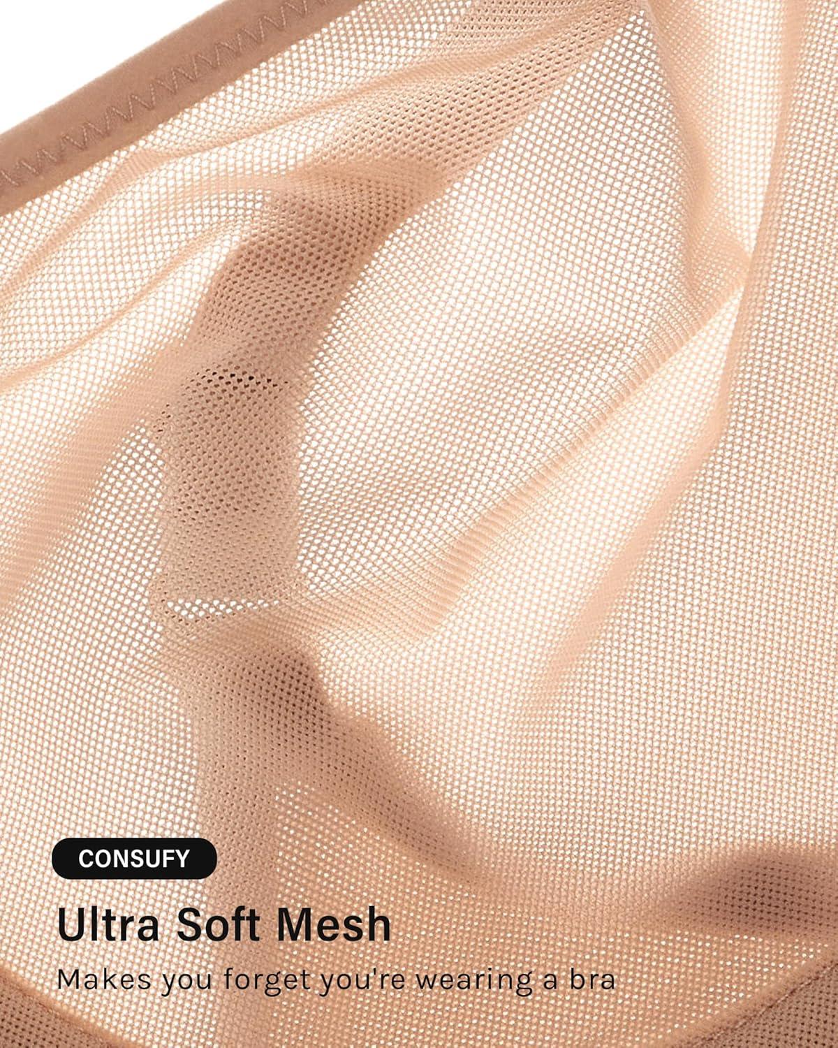 imageINLYRIC Womens Cosnufy Sheer Balconette Bra Demi Unlined Plunge Mesh See Through Sexy Bras UnderwireGravel Beige