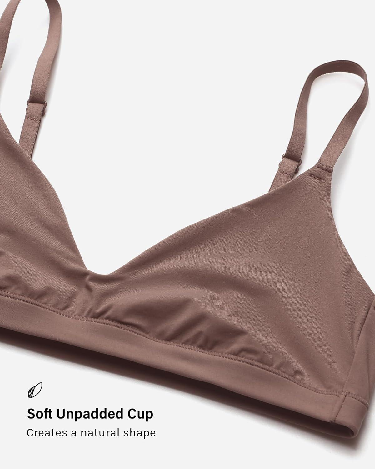 imageINLYRIC Womens Inbarely Soft Scoop Bralettes No Padding Cami Bras Unlined No Underwire Comfort Sleep Bralette PulloverBrown Purple