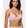 imageINLYRIC Womens Cosnufy Sheer Balconette Bra Demi Unlined Plunge Mesh See Through Sexy Bras UnderwireSweet Pink