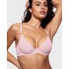 imageINLYRIC Womens Cosnufy Sheer Balconette Bra Demi Unlined Plunge Mesh See Through Sexy Bras UnderwireSweet Pink