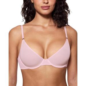 imageINLYRIC Womens Cosnufy Sheer Balconette Bra Demi Unlined Plunge Mesh See Through Sexy Bras UnderwireSweet Pink