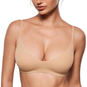 imageINLYRIC Womens Inbarely Soft Scoop Bralettes No Padding Cami Bras Unlined No Underwire Comfort Sleep Bralette PulloverWarm Beige