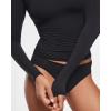 imageINLYRIC Womens Inbarely Ultra Long Sleeve Shirts Crew Neck Double Lined Slim Fitted Going Out Tops Basic TeesBlack