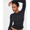 imageINLYRIC Womens Inbarely Ultra Long Sleeve Shirts Crew Neck Double Lined Slim Fitted Going Out Tops Basic TeesBlack