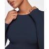 imageINLYRIC Womens Inbarely Ultra Long Sleeve Shirts Crew Neck Double Lined Slim Fitted Going Out Tops Basic TeesDeep Ocean Blue