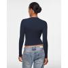 imageINLYRIC Womens Inbarely Ultra Long Sleeve Shirts Crew Neck Double Lined Slim Fitted Going Out Tops Basic TeesDeep Ocean Blue