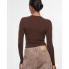 imageINLYRIC Womens Inbarely Ultra Long Sleeve Shirts Crew Neck Double Lined Slim Fitted Going Out Tops Basic TeesHazelnut