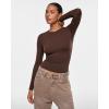 imageINLYRIC Womens Inbarely Ultra Long Sleeve Shirts Crew Neck Double Lined Slim Fitted Going Out Tops Basic TeesHazelnut