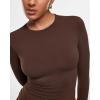imageINLYRIC Womens Inbarely Ultra Long Sleeve Shirts Crew Neck Double Lined Slim Fitted Going Out Tops Basic TeesHazelnut
