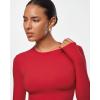 imageINLYRIC Womens Inbarely Ultra Long Sleeve Shirts Crew Neck Double Lined Slim Fitted Going Out Tops Basic TeesLipstick Red