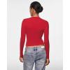 imageINLYRIC Womens Inbarely Ultra Long Sleeve Shirts Crew Neck Double Lined Slim Fitted Going Out Tops Basic TeesLipstick Red