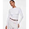 imageINLYRIC Womens Inbarely Ultra Long Sleeve Shirts Crew Neck Double Lined Slim Fitted Going Out Tops Basic TeesSnow Whiteslightly Sheer