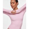 imageINLYRIC Womens Inbarely Ultra Long Sleeve Shirts Crew Neck Double Lined Slim Fitted Going Out Tops Basic TeesSweet Pinkslightly Sheer