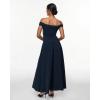 imageINLYRIC Womens Off The Shoulder Maxi Dresses Versatile Elegant Formal Wedding Guest Cocktail Fall OutfitDeep Ocean Blue