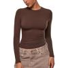 imageINLYRIC Womens Inbarely Ultra Long Sleeve Shirts Crew Neck Double Lined Slim Fitted Going Out Tops Basic TeesHazelnut