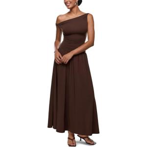 imageINLYRIC Womens Off The Shoulder Maxi Dresses Versatile Elegant Formal Wedding Guest Cocktail Fall OutfitHazelnut