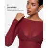 imageINLYRIC Womens Cosnufy Mesh Sheer Long Sleeve Tops See Through Boat Neck Going Out Tops Trendy Sexy ShirtsAncora Red