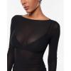 imageINLYRIC Womens Cosnufy Mesh Sheer Long Sleeve Tops See Through Boat Neck Going Out Tops Trendy Sexy ShirtsBlack