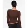 imageINLYRIC Womens Cosnufy Mesh Sheer Long Sleeve Tops See Through Boat Neck Going Out Tops Trendy Sexy ShirtsHazelnut