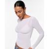 imageINLYRIC Womens Cosnufy Mesh Sheer Long Sleeve Tops See Through Boat Neck Going Out Tops Trendy Sexy ShirtsSnow White