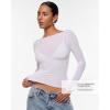 imageINLYRIC Womens Cosnufy Mesh Sheer Long Sleeve Tops See Through Boat Neck Going Out Tops Trendy Sexy ShirtsSnow White