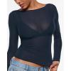 imageINLYRIC Womens Cosnufy Mesh Sheer Long Sleeve Tops See Through Boat Neck Going Out Tops Trendy Sexy ShirtsTwilight Blue