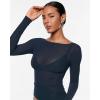 imageINLYRIC Womens Cosnufy Mesh Sheer Long Sleeve Tops See Through Boat Neck Going Out Tops Trendy Sexy ShirtsTwilight Blue