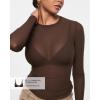 imageINLYRIC Womens Cosnufy Mesh Sheer Long Sleeve Tops See Through Crew Neck Going Out Tops Trendy Sexy ShirtsHazelnut