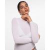 imageINLYRIC Womens Cosnufy Mesh Sheer Long Sleeve Tops See Through Crew Neck Going Out Tops Trendy Sexy ShirtsSnow White