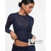 imageINLYRIC Womens Cosnufy Mesh Sheer Long Sleeve Tops See Through Crew Neck Going Out Tops Trendy Sexy ShirtsTwilight Blue