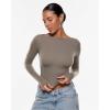 imageINLYRIC Womens Inbarely Ultra Long Sleeve Shirts Boat Neck Double Lined Going Out Tops Tight Fit Basic TeesKhaki Taupe