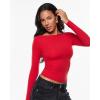 imageINLYRIC Womens Inbarely Ultra Long Sleeve Shirts Boat Neck Double Lined Going Out Tops Tight Fit Basic TeesLipstick Red