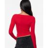 imageINLYRIC Womens Inbarely Ultra Long Sleeve Shirts Boat Neck Double Lined Going Out Tops Tight Fit Basic TeesLipstick Red
