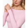 imageINLYRIC Womens Inbarely Ultra Long Sleeve Shirts Boat Neck Double Lined Going Out Tops Tight Fit Basic TeesSweet Pinkslightly Sheer