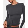 imageINLYRIC Womens Inbarely Ultra Long Sleeve Shirts Crew Neck Double Lined Slim Fitted Going Out Tops Basic TeesGraphite Grey
