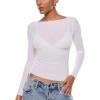 imageINLYRIC Womens Cosnufy Mesh Sheer Long Sleeve Tops See Through Boat Neck Going Out Tops Trendy Sexy ShirtsSnow White