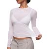 imageINLYRIC Womens Cosnufy Mesh Sheer Long Sleeve Tops See Through Crew Neck Going Out Tops Trendy Sexy ShirtsSnow White