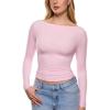 imageINLYRIC Womens Inbarely Ultra Long Sleeve Shirts Boat Neck Double Lined Going Out Tops Tight Fit Basic TeesSweet Pinkslightly Sheer