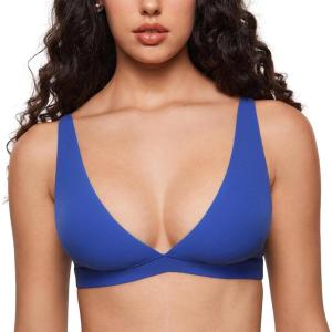 imageINLYRIC Womens Inbarely Soft Plunge Bralette  Deep V Unlined Triangle No Padding No Underwire Sexy Comfort Sleep BraAzure Blue